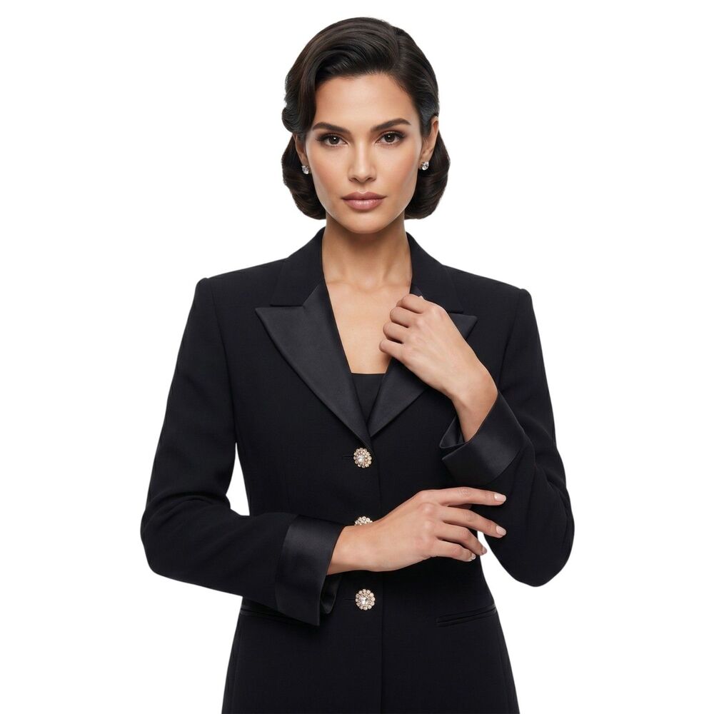 Albert Nipon Vintage Blazer Black Antique Buttons Size 10P